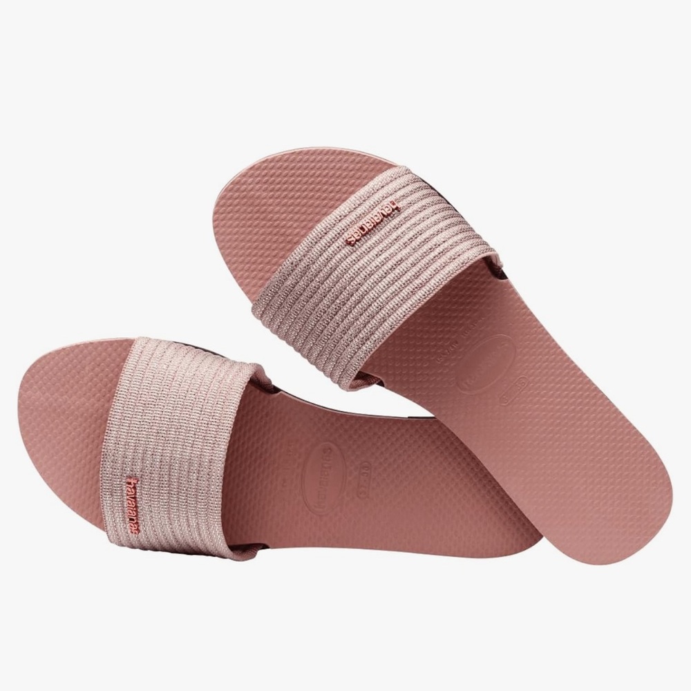 NEW Havaianas Women's You Malta Metallic Slides - Crocus Rose